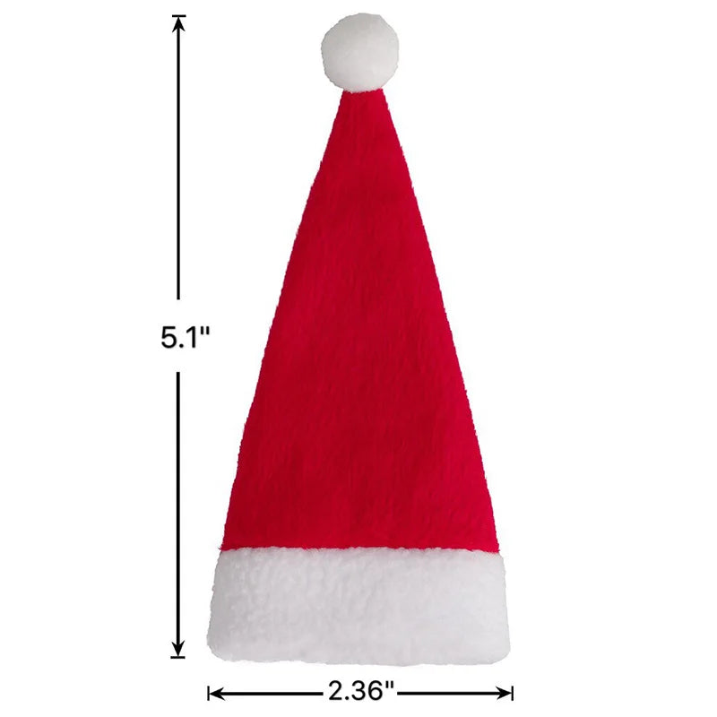 Red Santa hat with white trim and measurements on a white background
