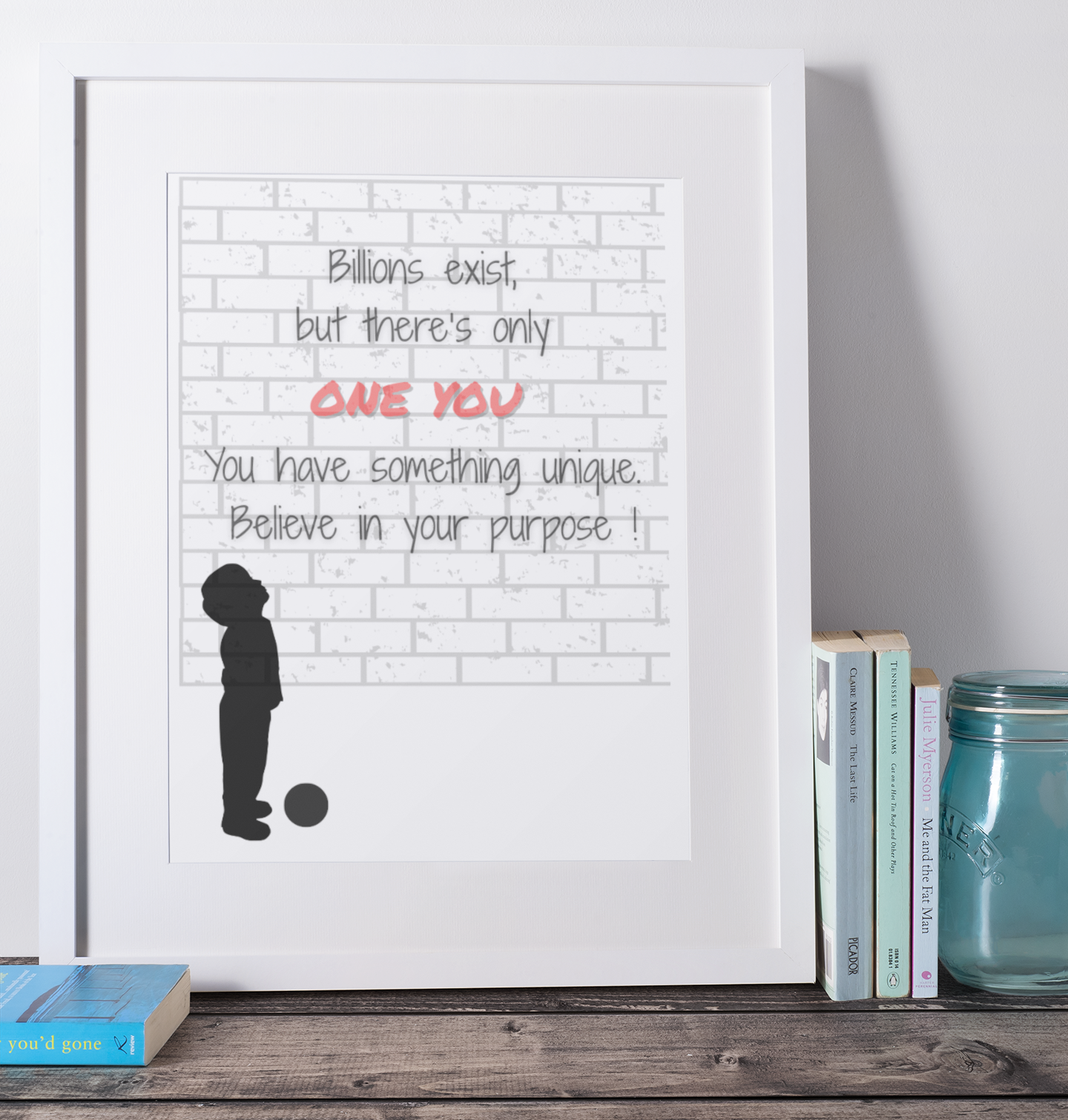 Believe in Your Purpose inspirational poster – modern wall art print with motivational quote – unique gift for home office or bedroom.