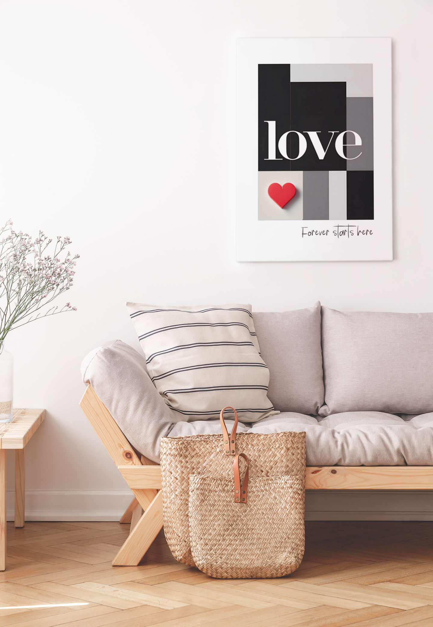 Forever Starts Here Love Poster – Minimalist Romantic Wall Art