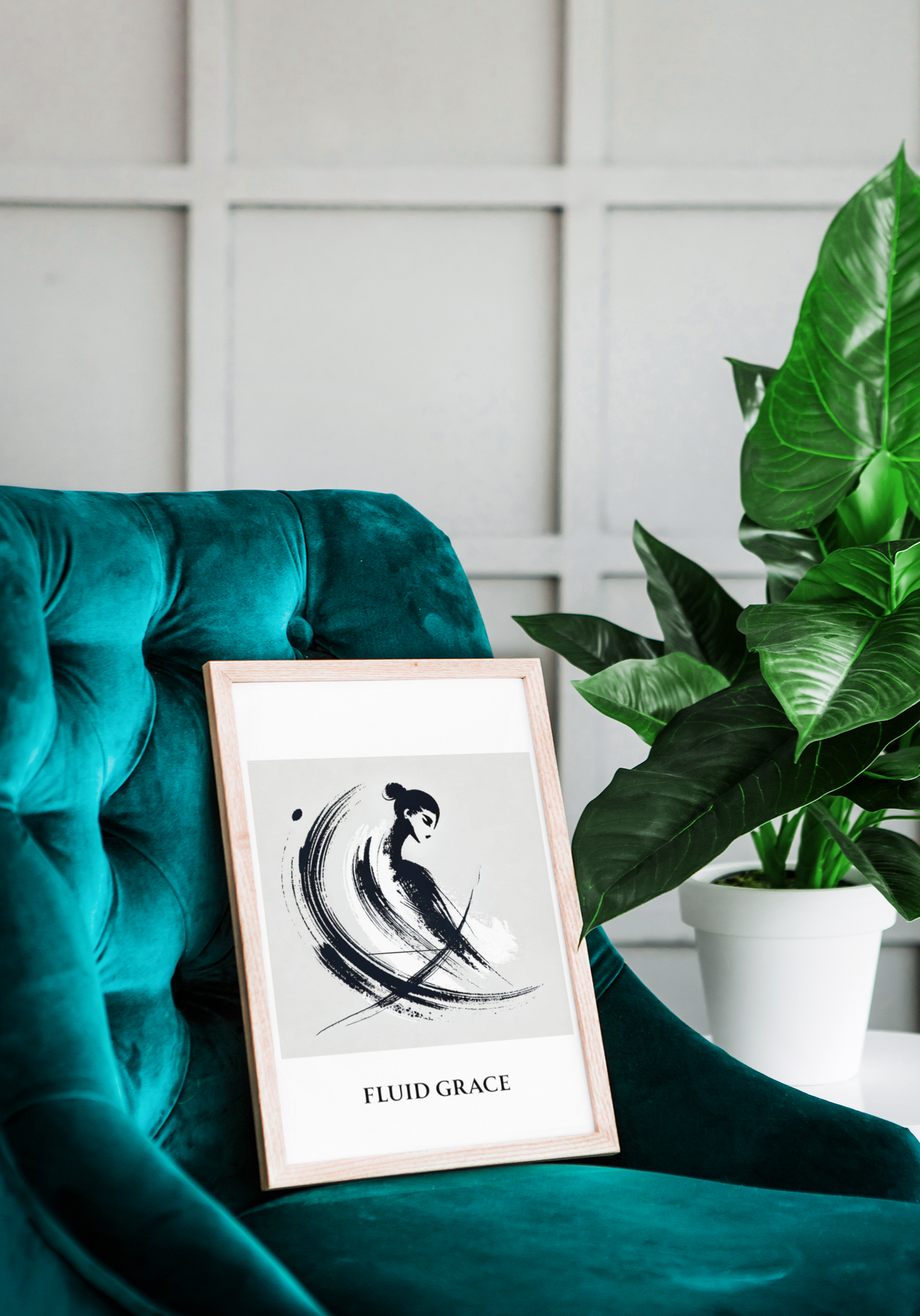 Fluid Grace – Minimalist Ink Brush Stroke Poster | Modern Abstract Wall Art