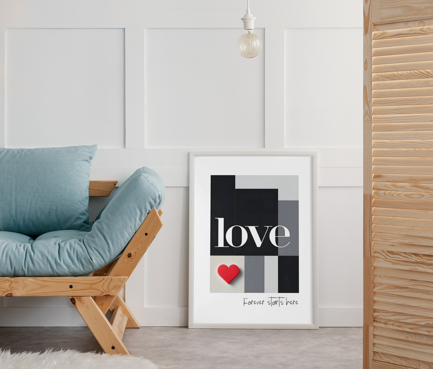 Forever Starts Here Love Poster – Minimalist Romantic Wall Art