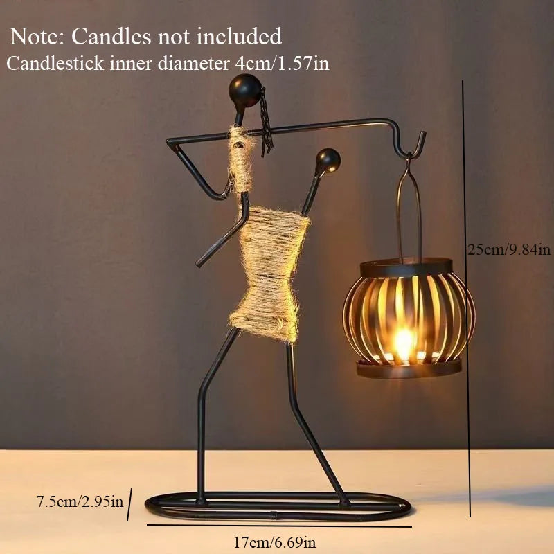 Decorative candle holder with dimensions displayed on a neutral background