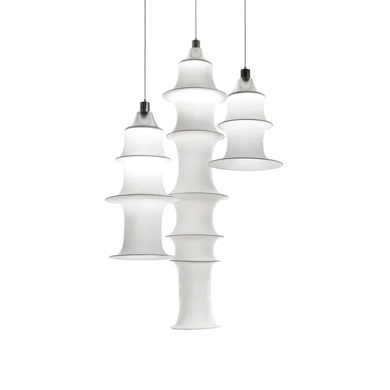 Set of white pendant lights on a white background