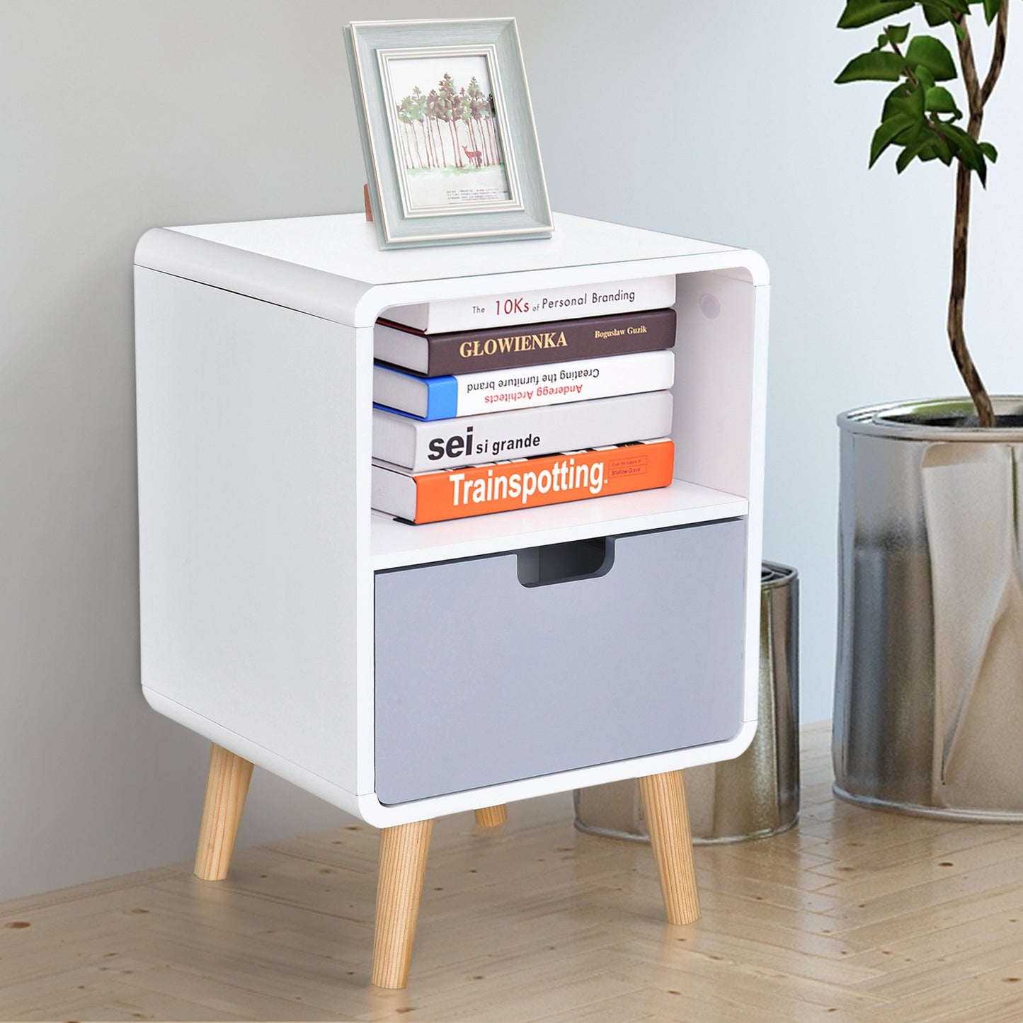 Nordic Style Bedside Table End Table Nightstand Lamp Desk with Drawer