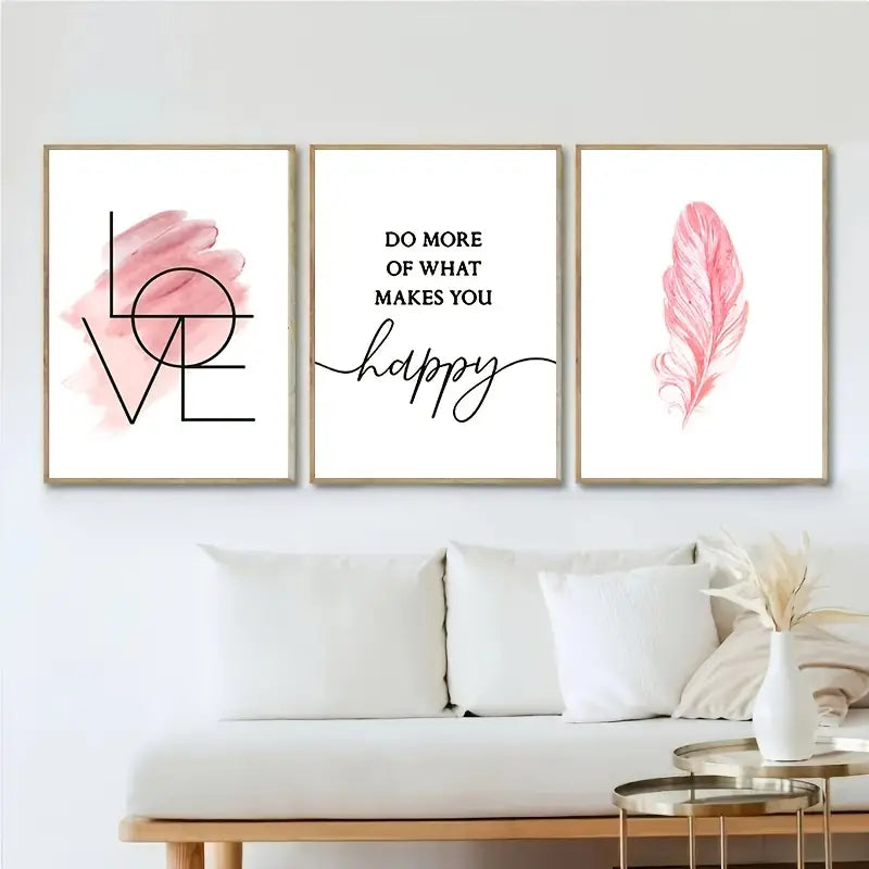 3-Piece Nordic Minimalist Poster Wall Art – Love & Feather Prints
