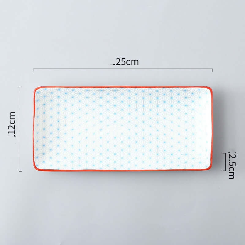 Nordic Japanese underglaze ceramic small fish plate, 25cm x 12cm, stylish design for serving sushi and snacks.