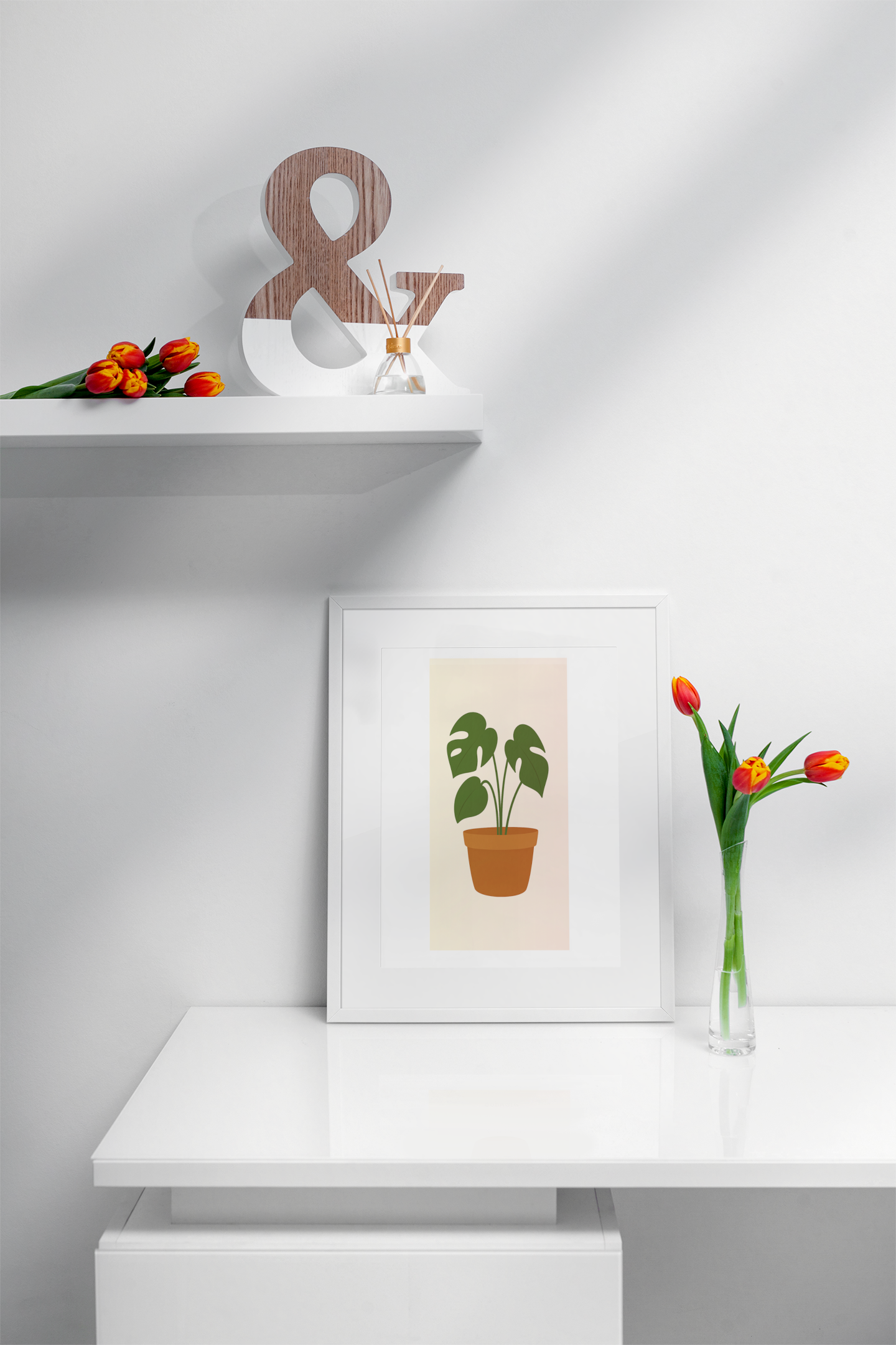 Minimalist Monstera Plant Print – Boho Botanical Wall Art