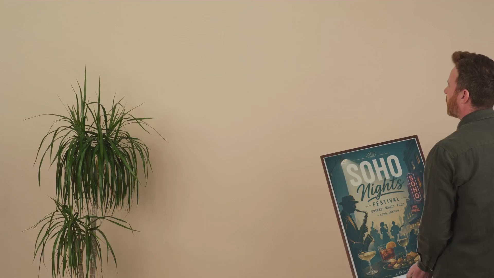 Video of a  Soho Nights Festival poster showing jazz nightlife and cocktail details