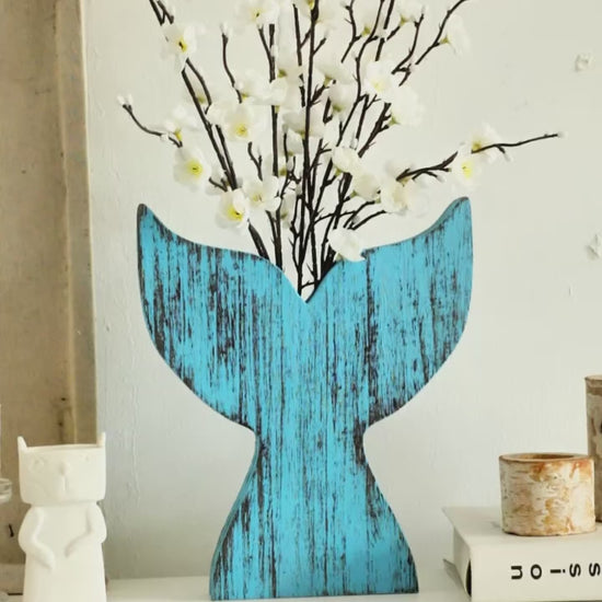 Video of a Blue whale tail rustic wooden vase