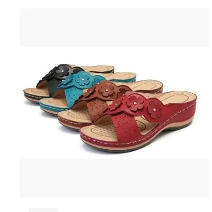 Vintage Floral Beach Sandals – Multicolor Casual Flats