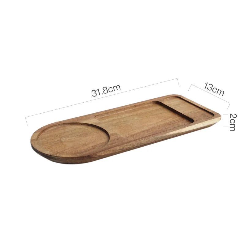 Wooden tray with dimensions on a white background