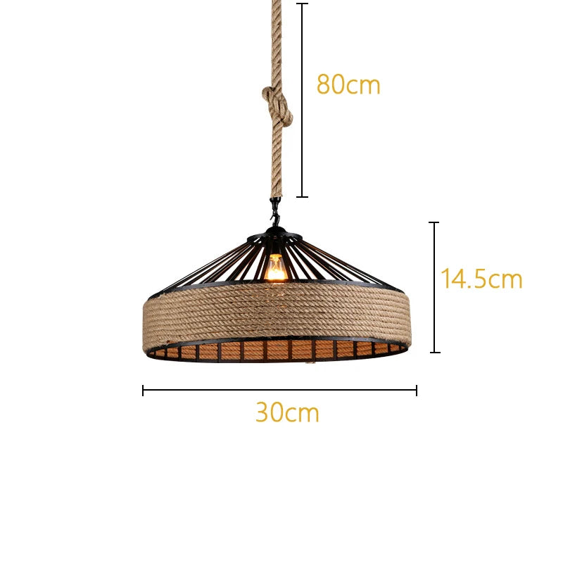 Pendant light with dimensions labeled on a white background
