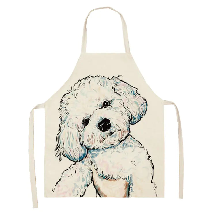 Apron with a dog illustration on a white background