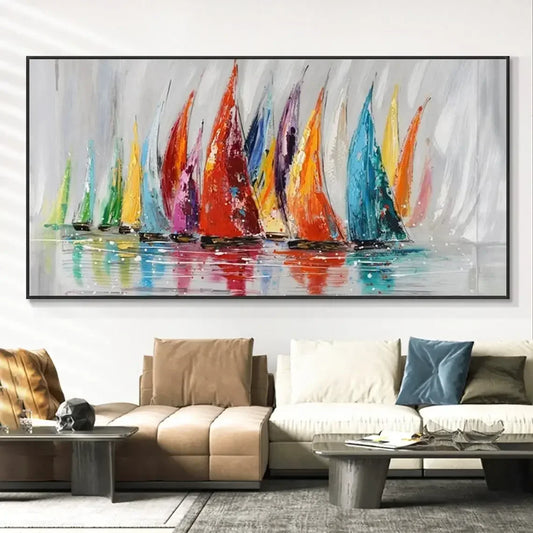 Sailboat abstract poster colorful ocean Scandinavian wall art