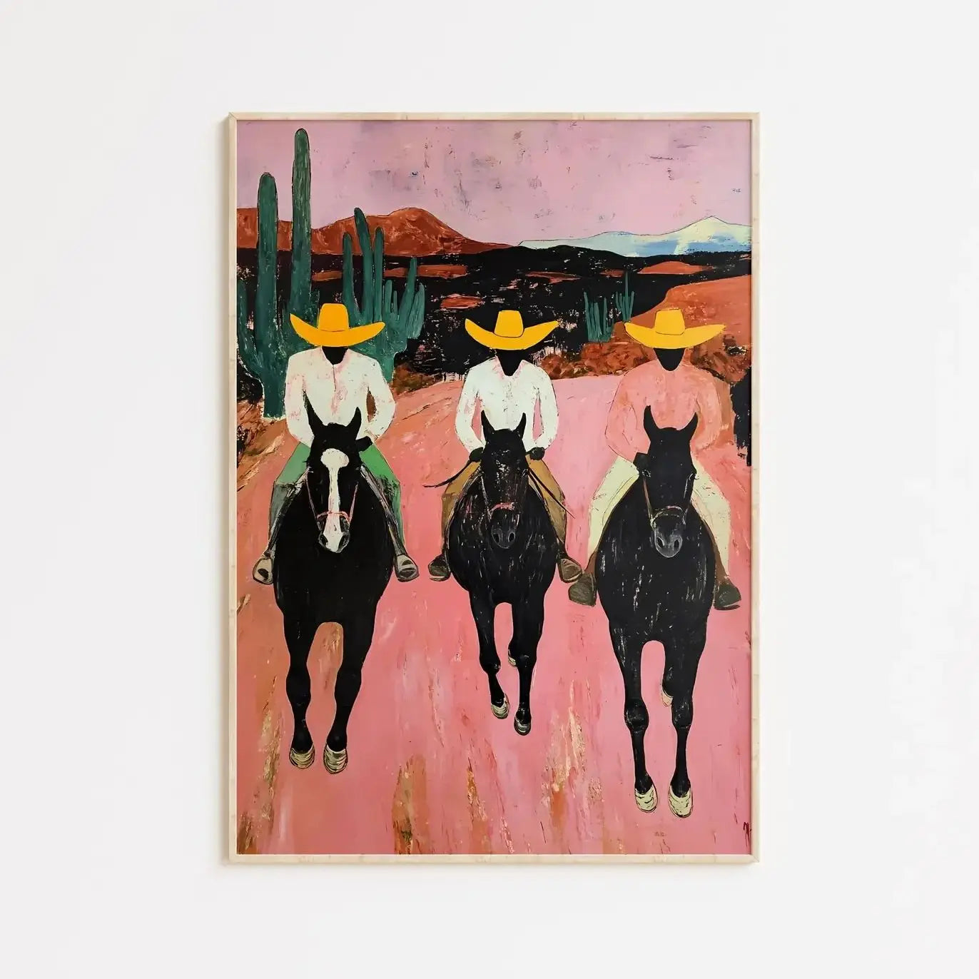 Southwestern Cowboys Print – Colorful Abstract Western Horse Painting on Canvas Paper