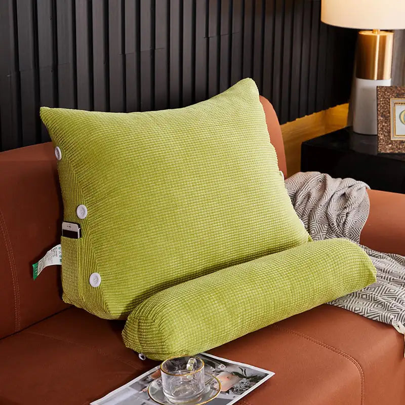 Lumbar Backrest Pillow – Plush Waist Cushion with Headrest for Bed & Sofa Support