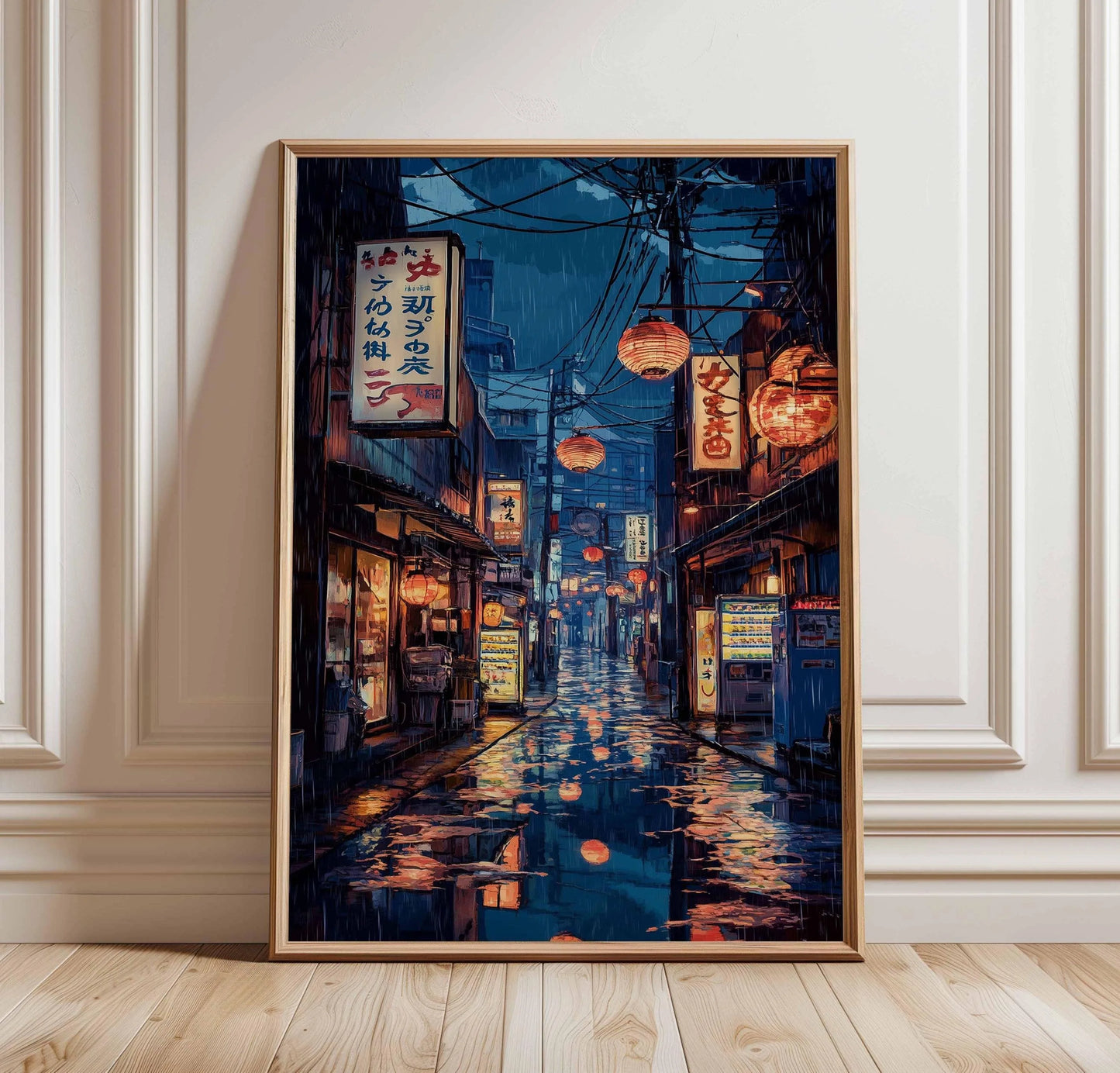 Modern Tokyo night street wall art – unframed urban cityscape poster for home décor