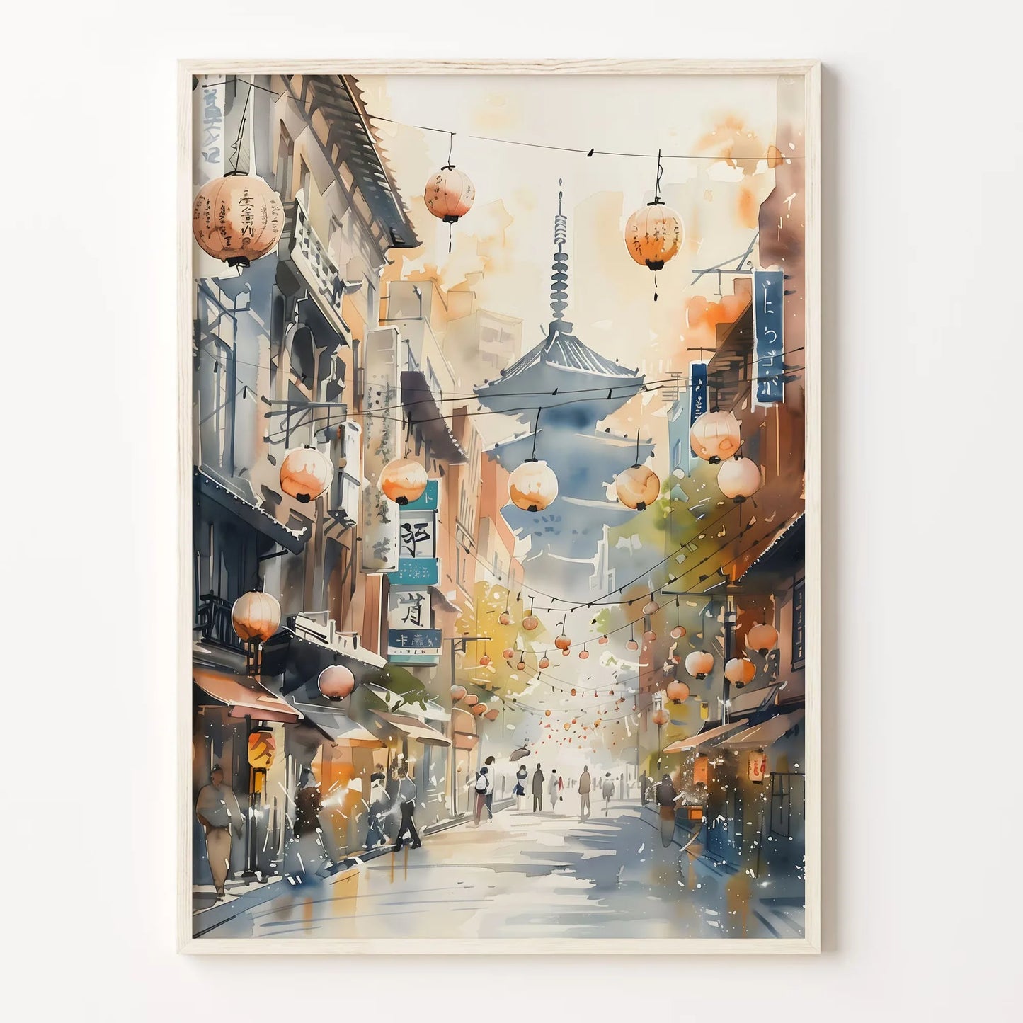 Cityscape wall art print of Tokyo streets at night, glowing lights – poster décor DArtano