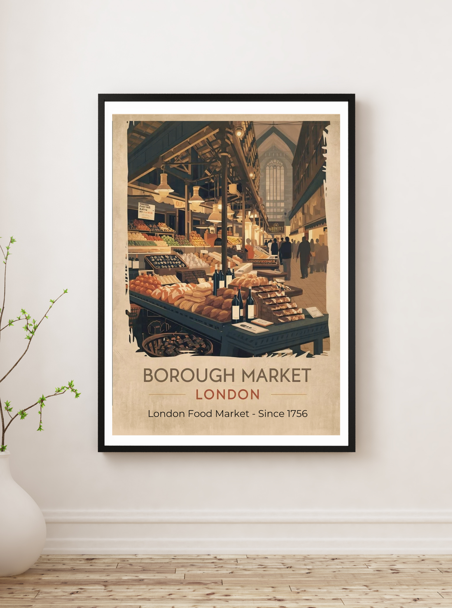 Borough Market London Poster - Vintage Food Market Print