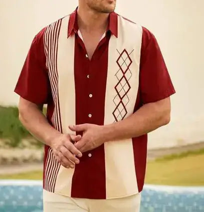 Vintage Casual Polyester Men's Shirt