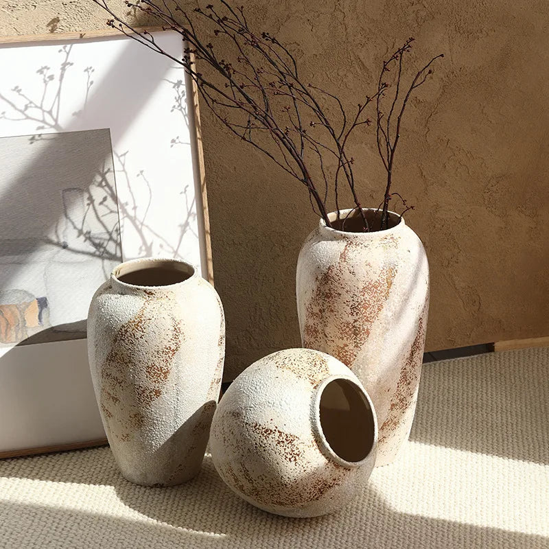 Handmade Wabi Sabi ceramic vase with rustic minimalist texture