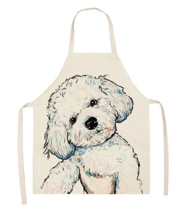 Apron with a dog illustration on a white background
