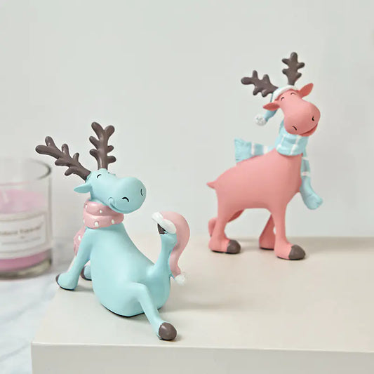 Nordic Elk Decorative Resin Figurine – Pastel Home Ornament (3 Colours)